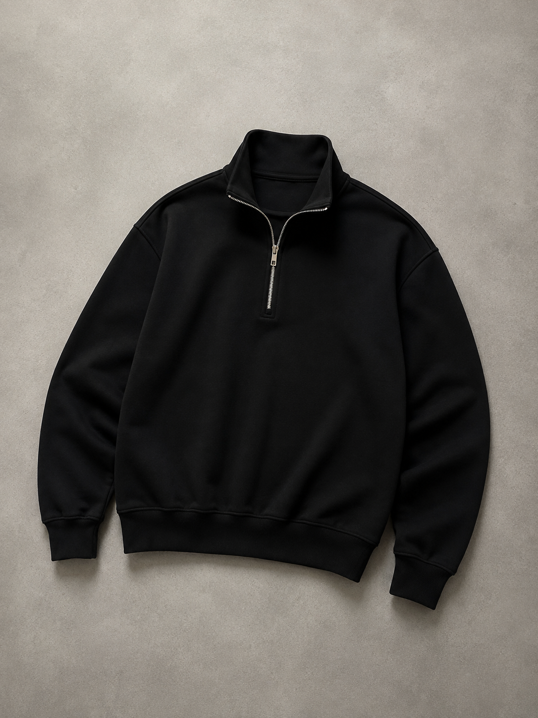 BUZO OVERSIZE HALF ZIP NEGRO