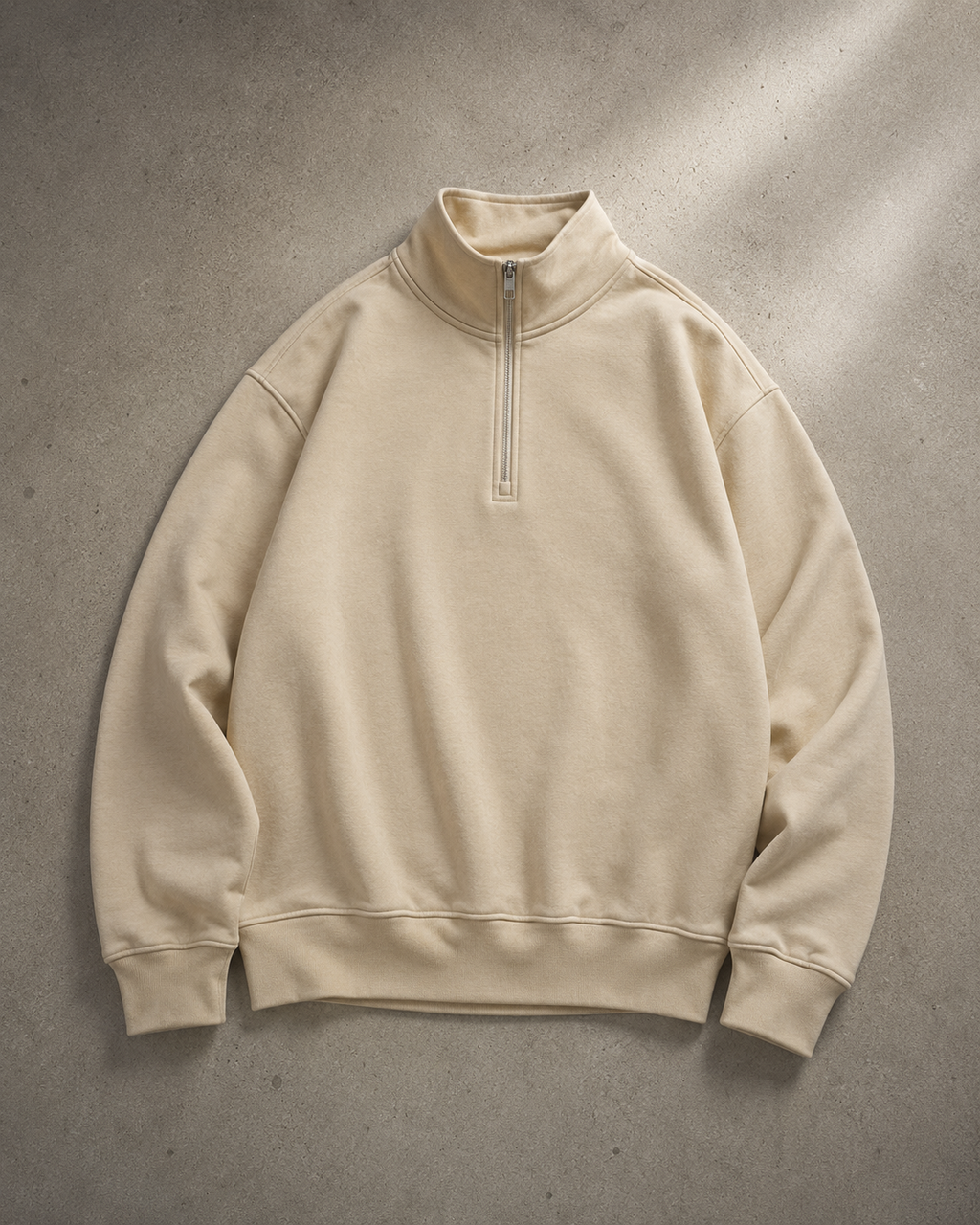 BUZO OVERSIZE HALF ZIP BEIGE