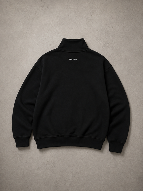 BUZO OVERSIZE HALF ZIP NEGRO